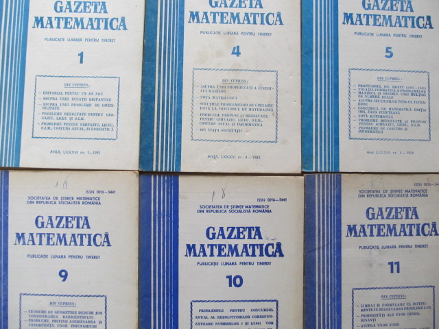 Gazeta matematica Nr. 1 , 4 , 5 , 9 , 10 , 11 / 1981 (6 reviste) - *** | Detalii carte