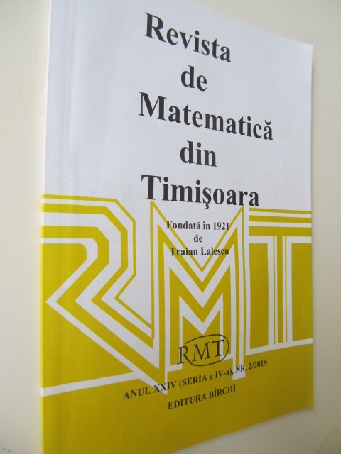 Revista de Matematica din Timisoara Nr. 2/2019 - *** | Detalii carte