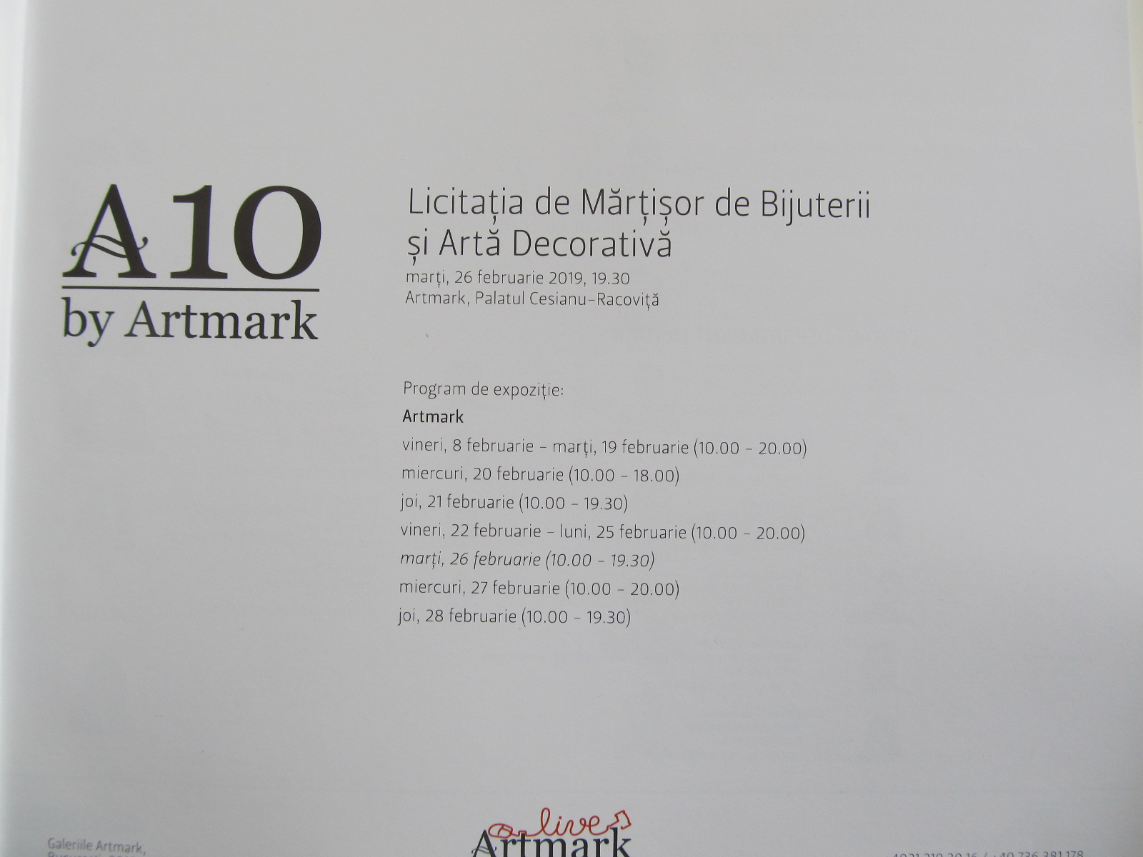 Carte A10 by Artmark Catalog de licitatie 26 februarie 2019 - ***