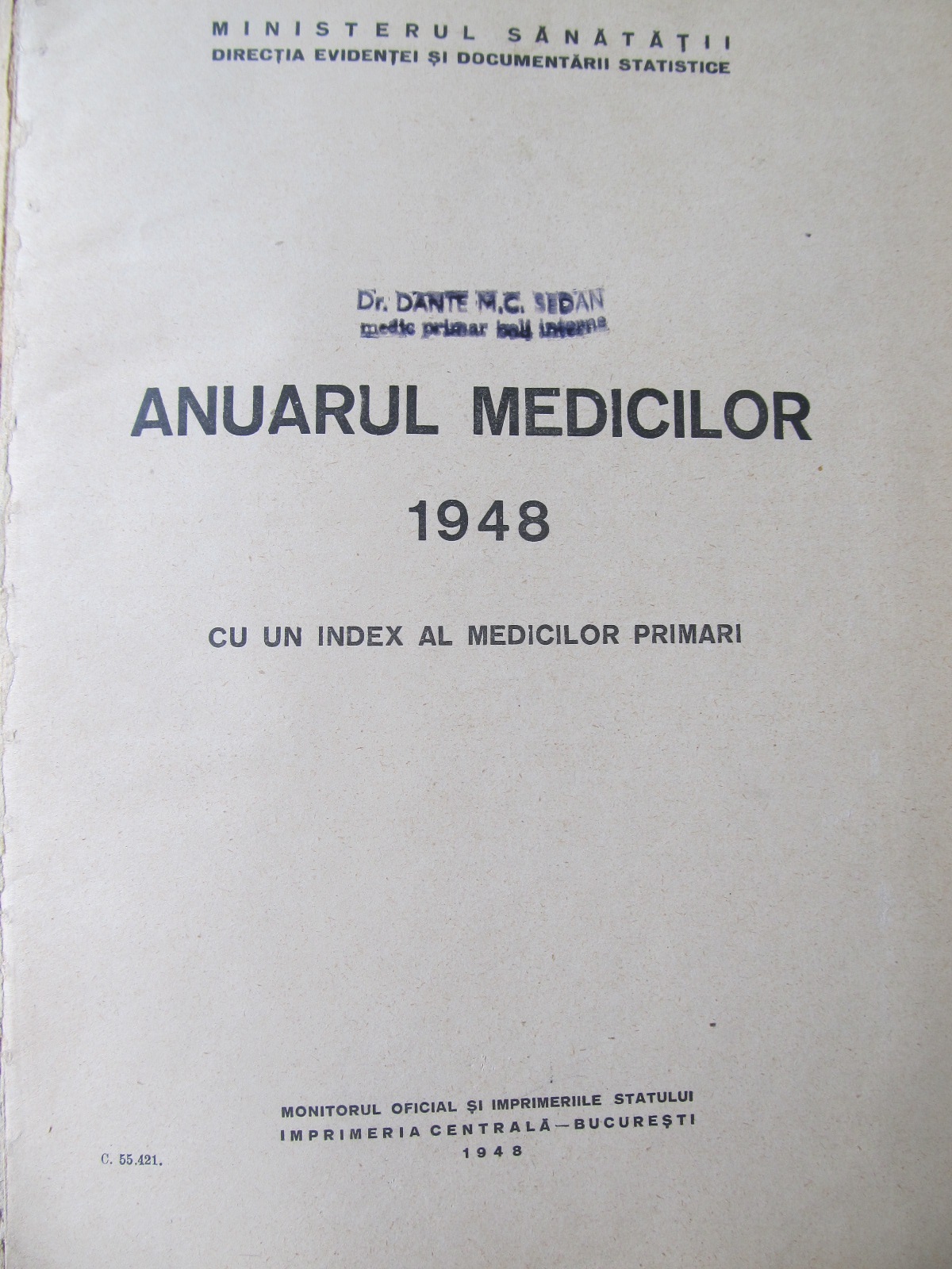 Carte Anuarul medicilor - cu un index al medicilor primari , 1948 - ***