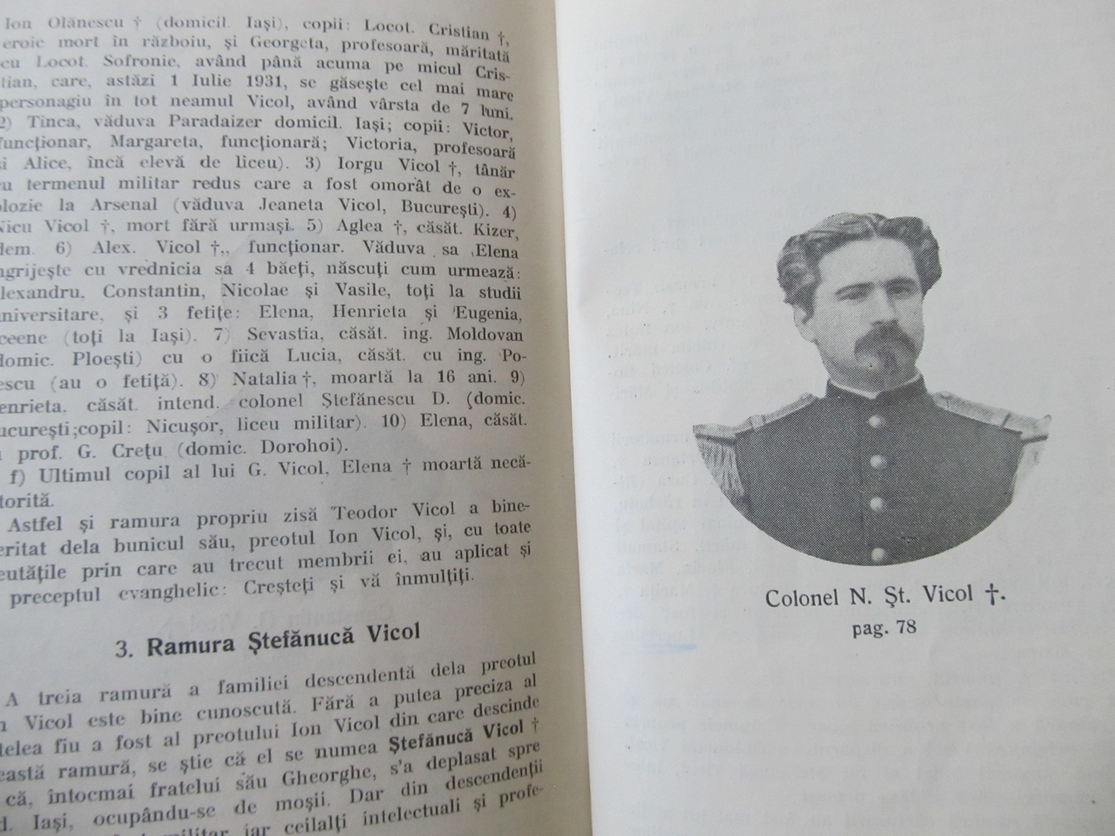 Carte Cartea neamului Vicol isvorat din Sarata Dobrenilor (Neamtu) , 1931 - General Dr. Vicol N.