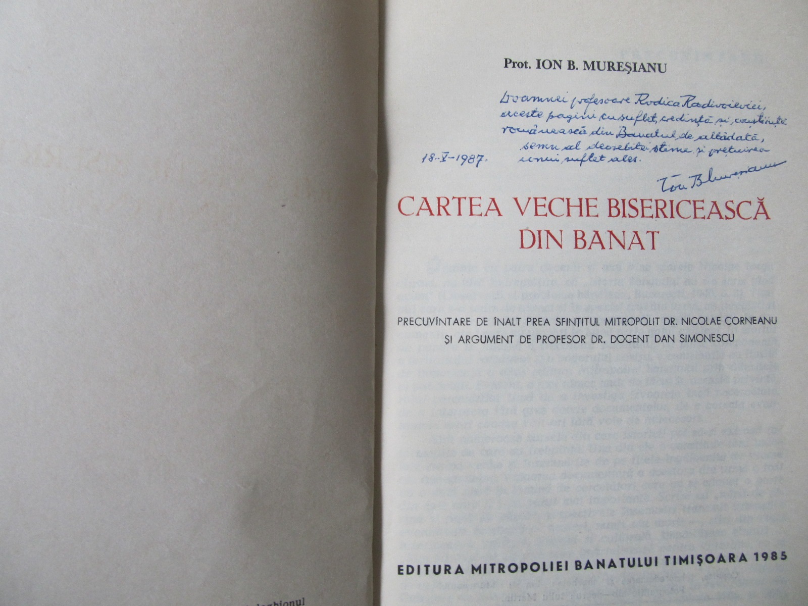 Carte Cartea veche bisericeasca din Banat (cu semnatura autorului) - Ion B. Muresianu
