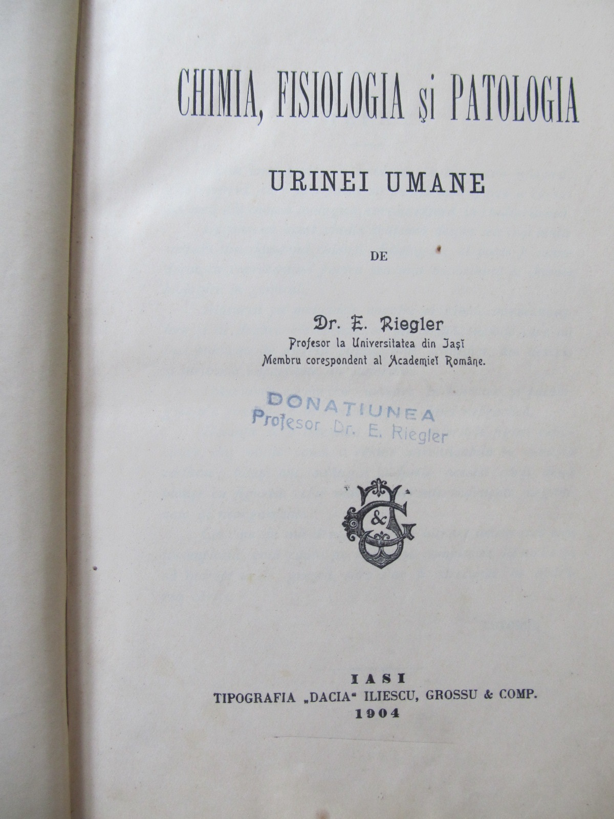Carte Chimia , fisiologia si patologia urinei umane , 1904 (cotor piele) - E. Risgler