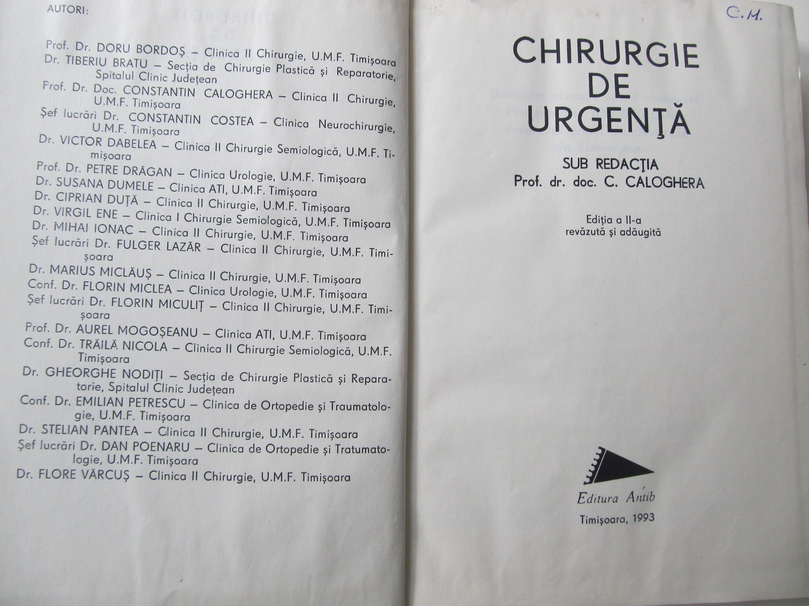 Carte Chirurgie de urgenta - C. Calogherea , ...
