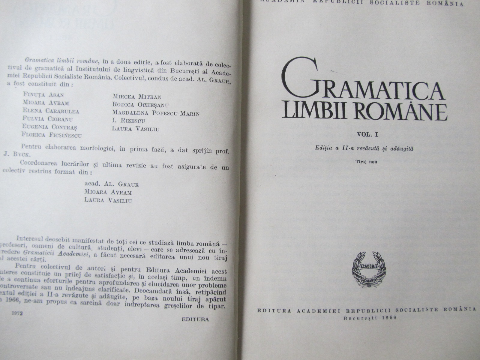 Carte Gramatica limbii romane (vol. 1) - Al. Graur , Mioara Avram , ...