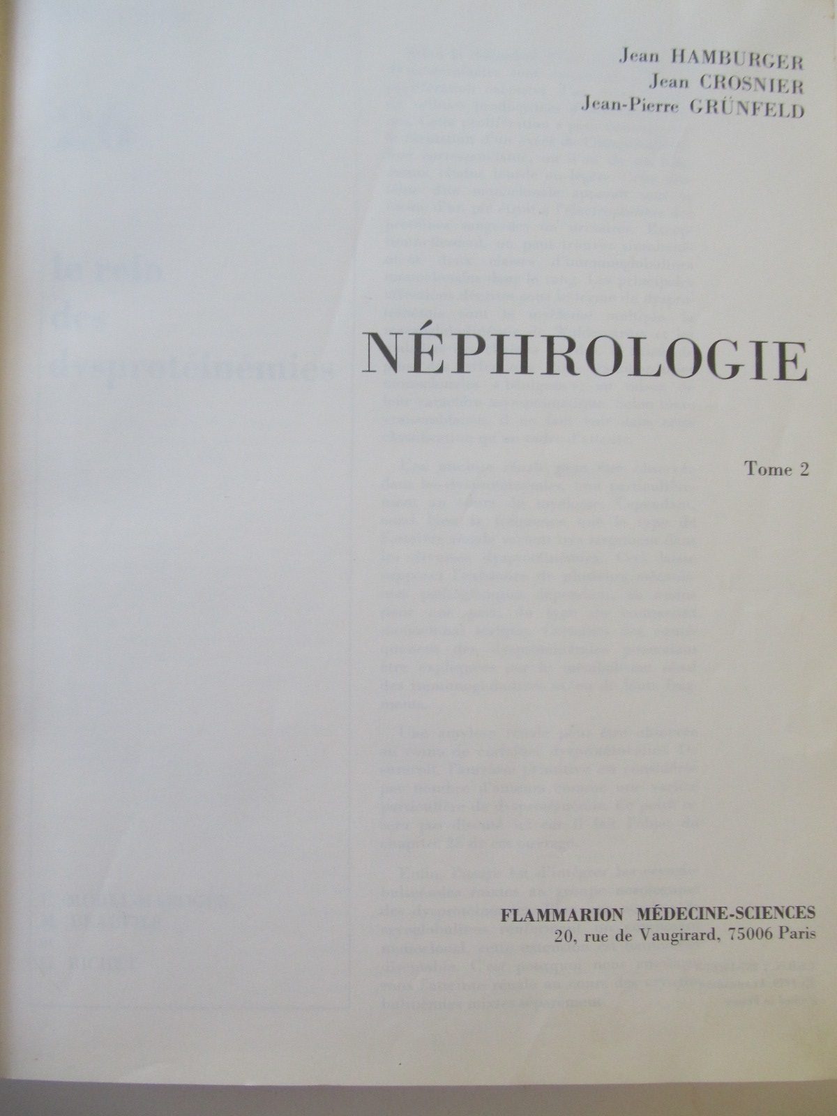 Carte Nephrologie (2 vol.) - Jean Hamburger , Jean Crosnier , Jean Pierre Grunfeld