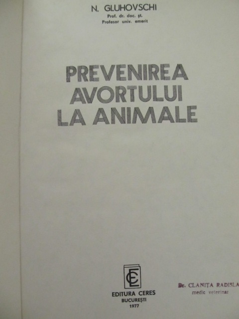 Carte Prevenirea avortului la animale [1] - N. Gluhovschi