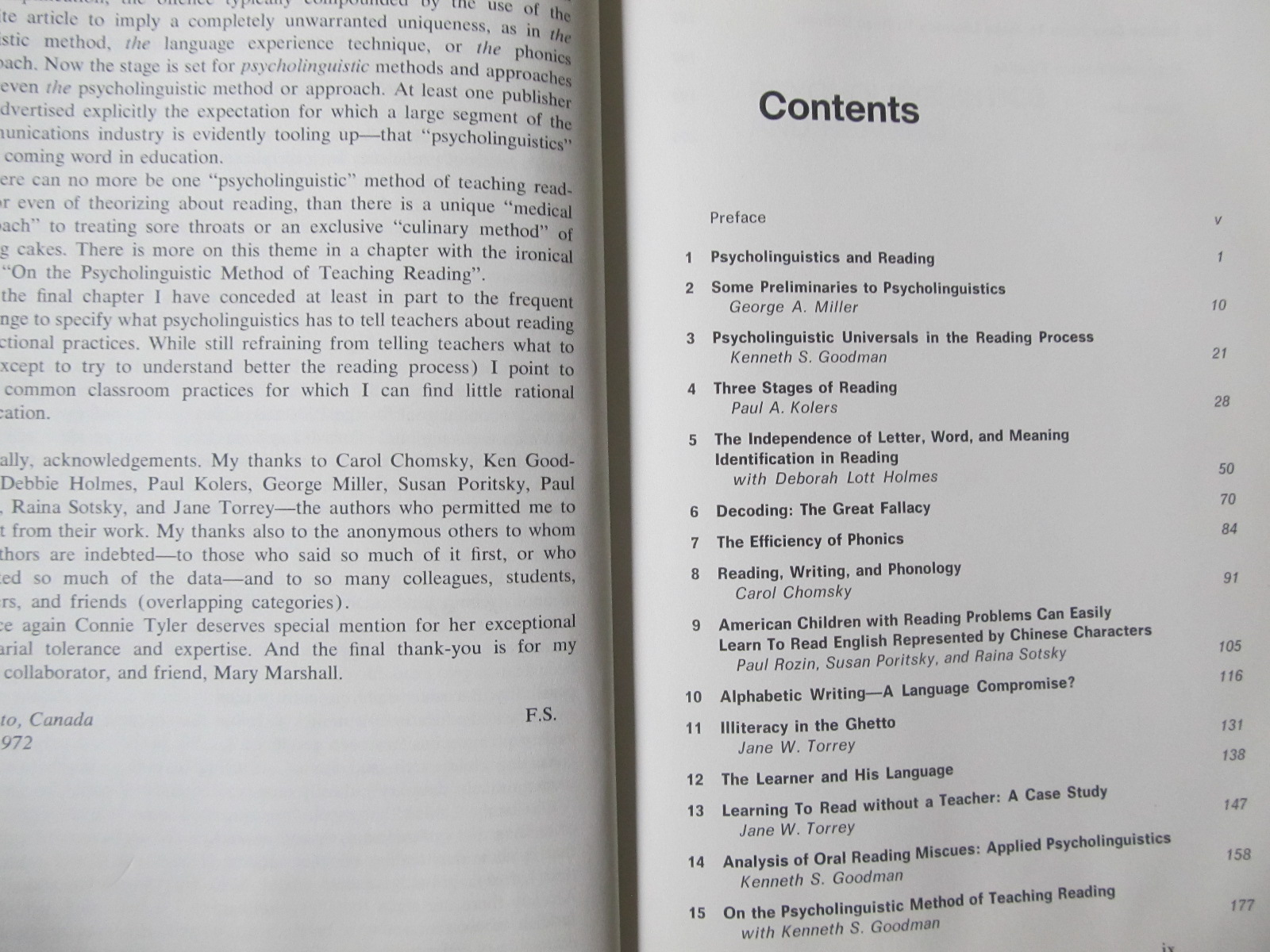 Carte Psycholinguistics and Reading - Frank Smith