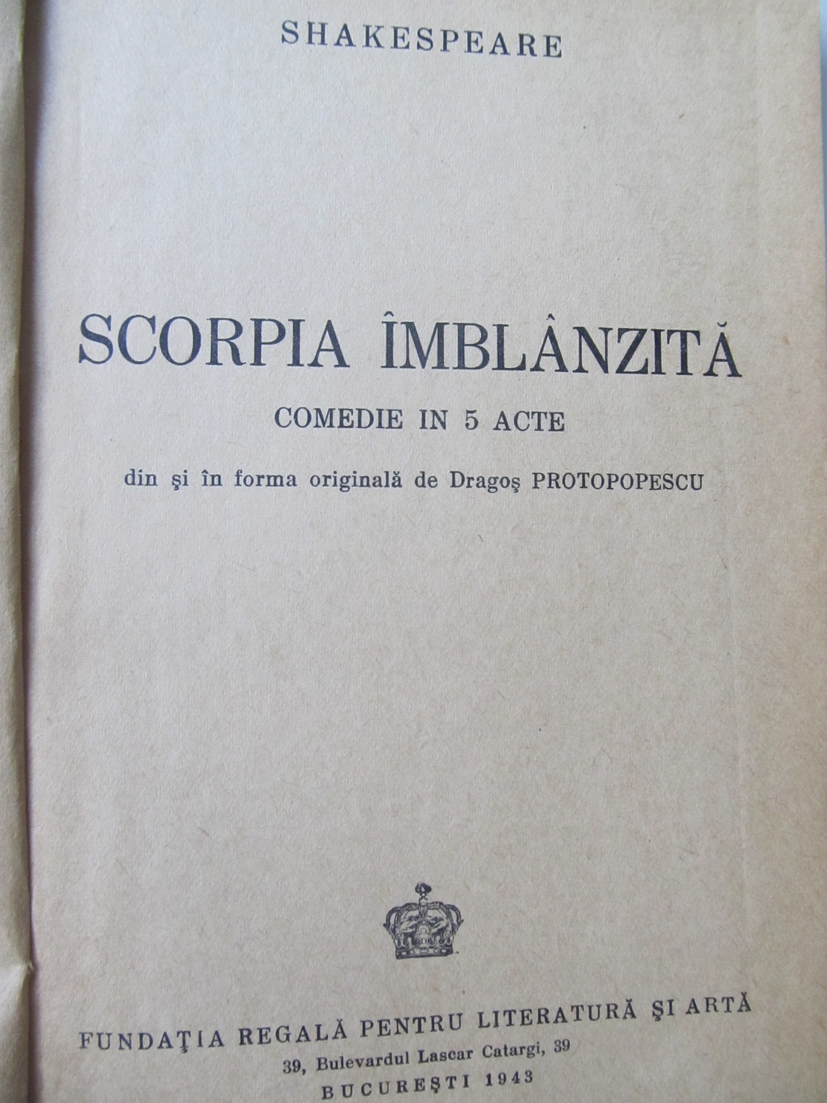 Carte Scorpia imblanzita , 1943 - Shakespeare