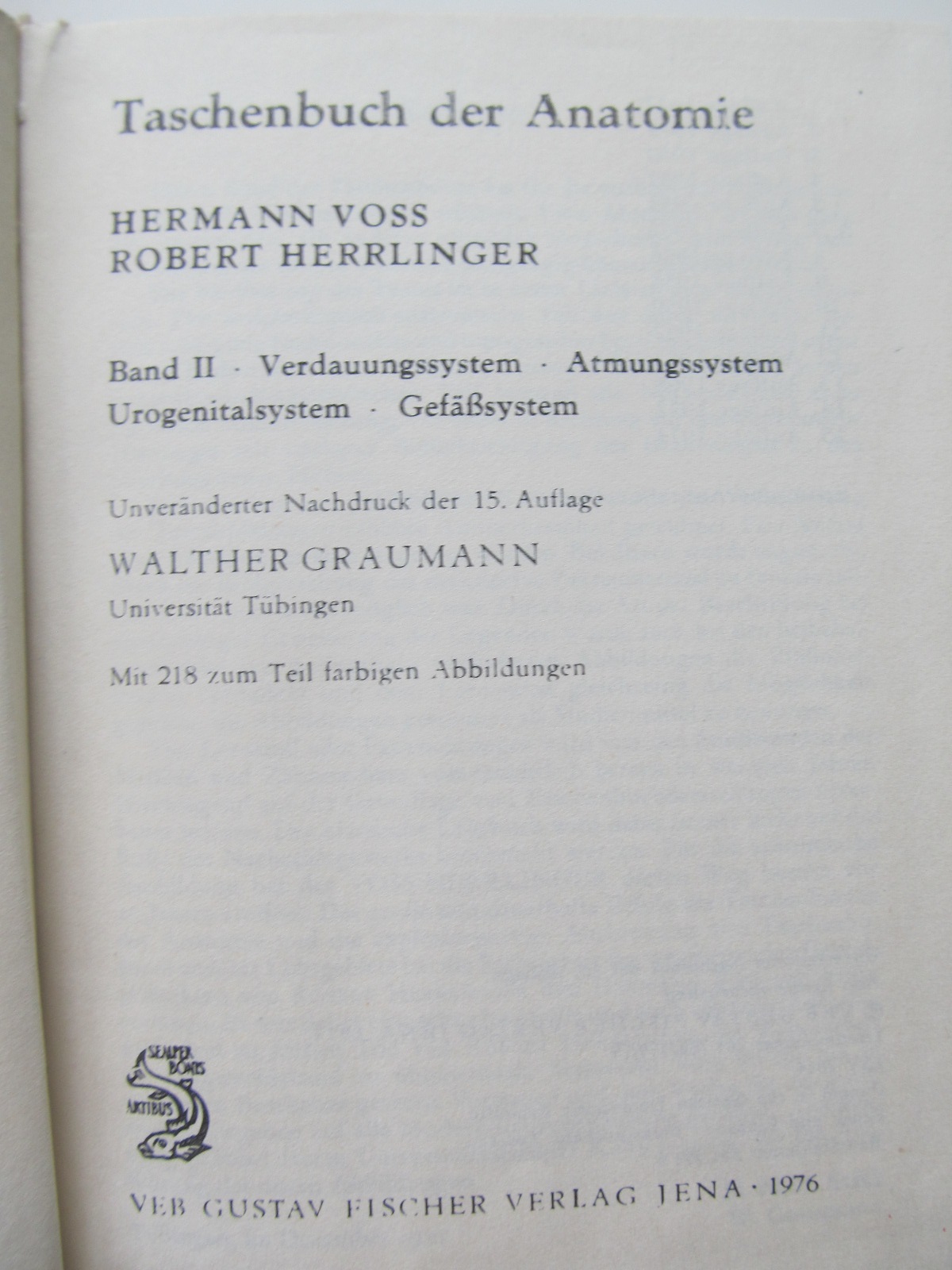 Carte Taschenbuch der Anatomie (vol. 2) - Hermann Voss , Robert Herrlinger