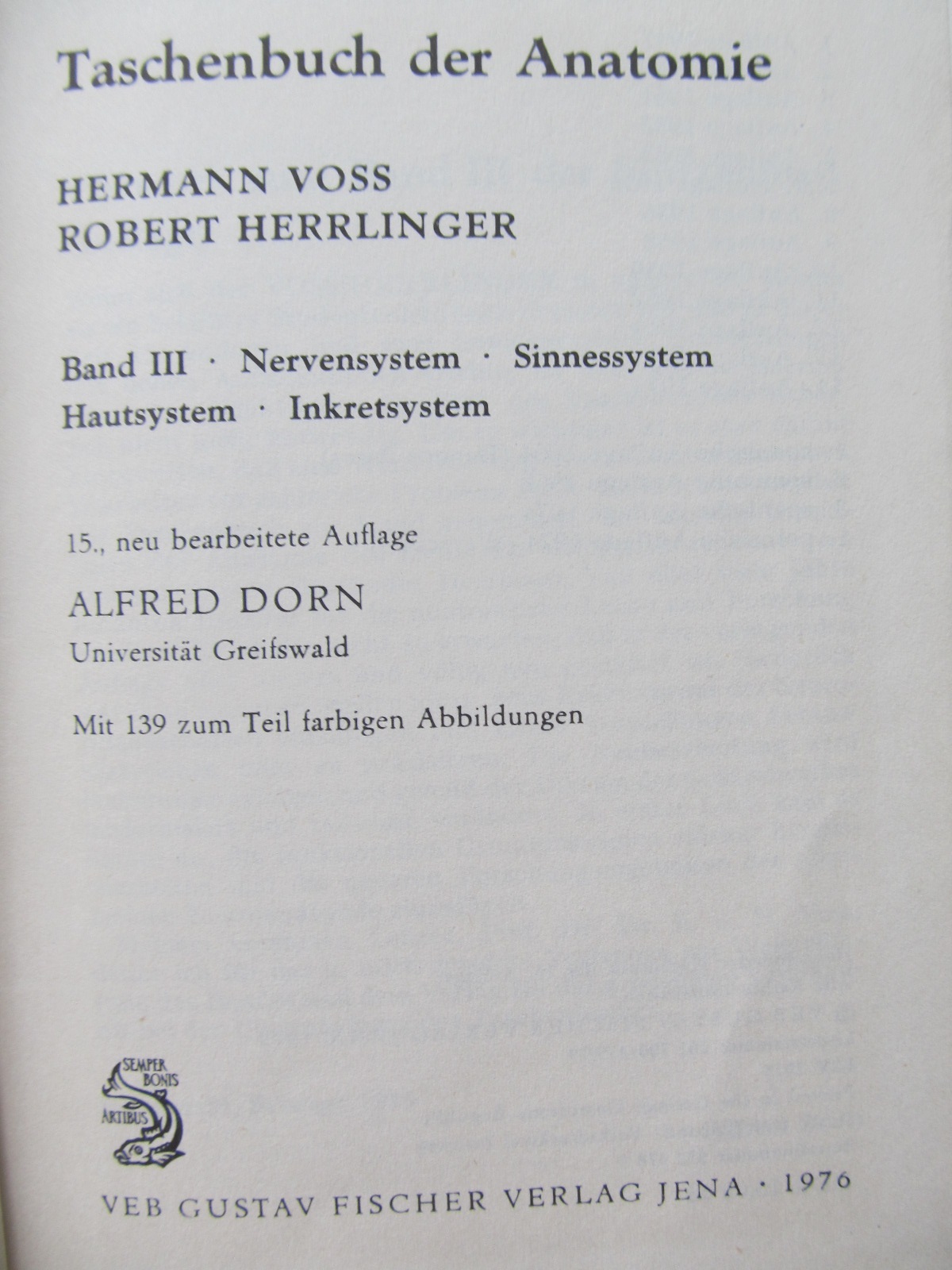 Carte Taschenbuch der Anatomie (vol. 3) - Hermann Voss , Robert Herrlinger