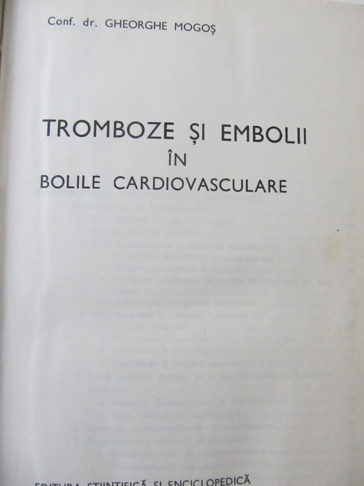 Carte Tromboze si embolii in bolile cardiovasculare - Gheorghe Mogos