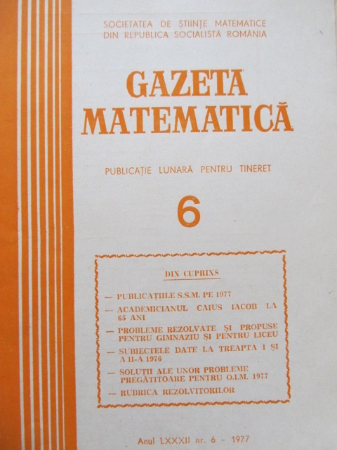 Gazeta matematica Nr. 6 / 1977 - *** | Detalii carte